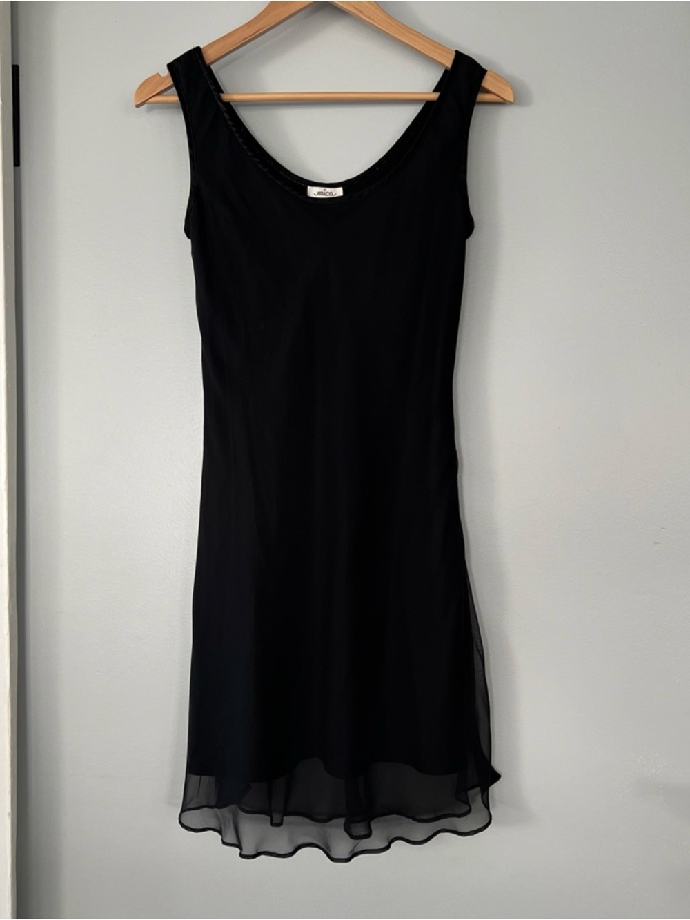 Vintage Mica Evening Cocktail Minimal Knee Length Black Dress Women’s 6 USA Made